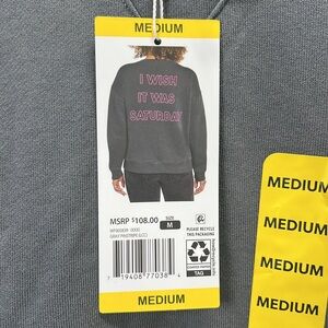 Wish it Was Saturday WILDFOX  Pink Grey Crewneck NWT